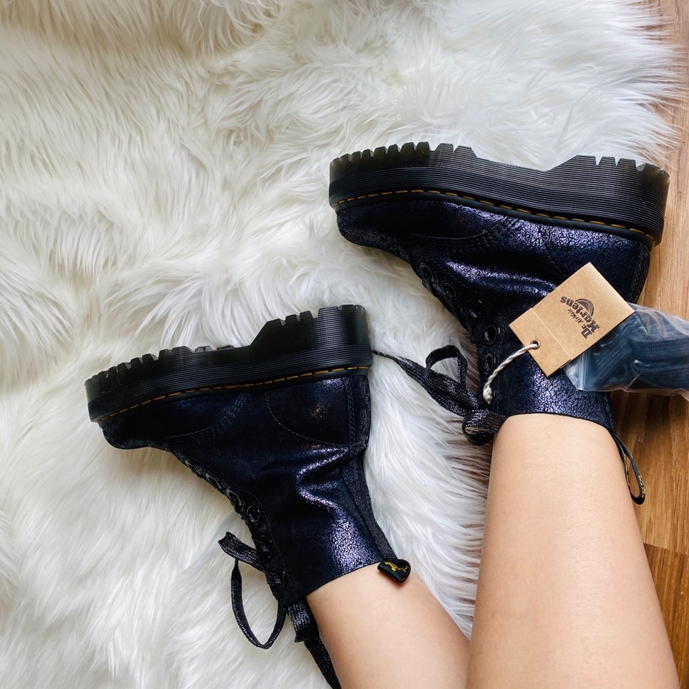 Dr. Martens Molly Crackle Suede Platform Boots - Picture 6 of 9